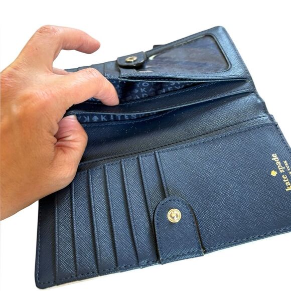 Kate Spade Berber Stripe Stacy Bifold Wallet Pink Multi Colored - Picture 8 of 11